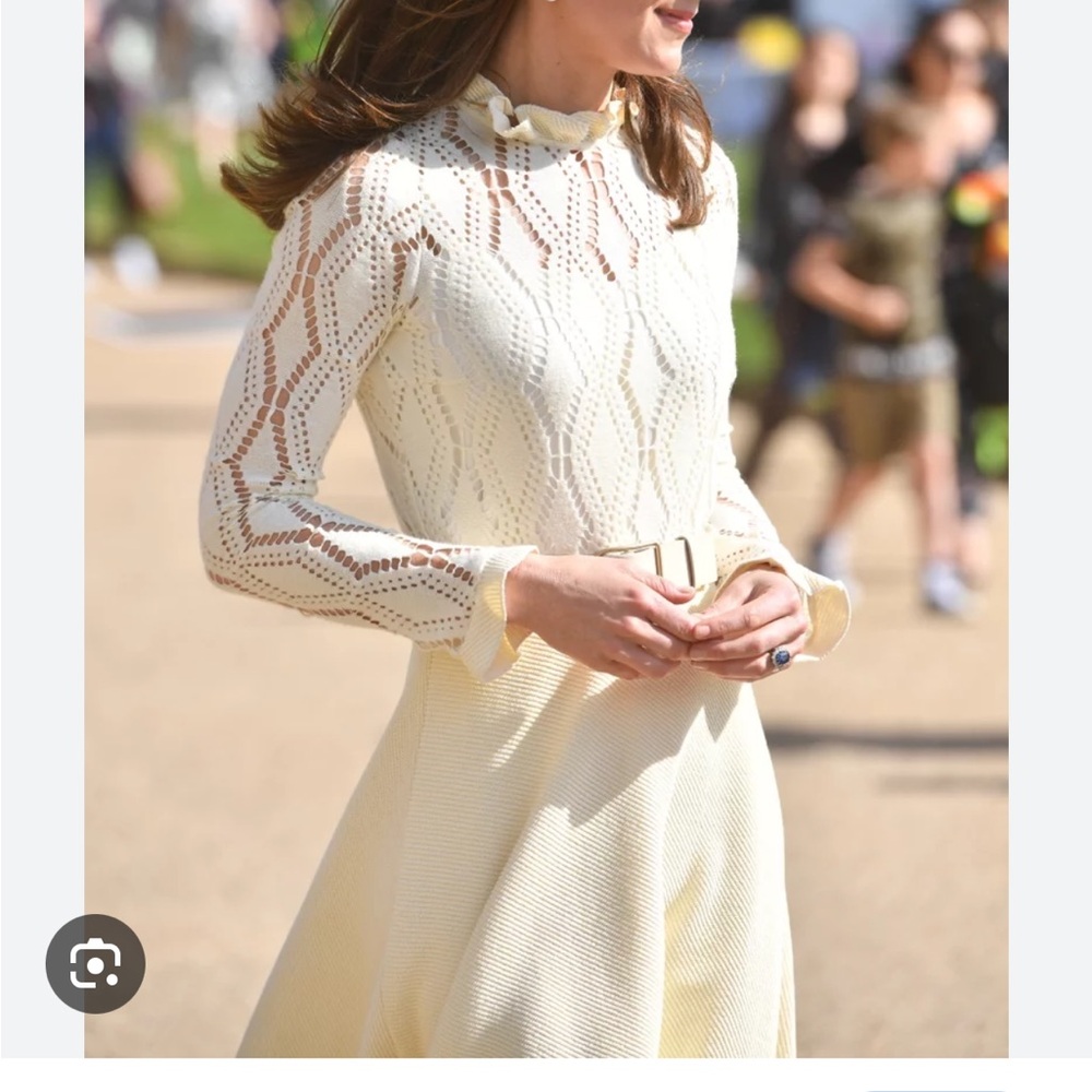 See By Chloe Cream A-Line Dress with Mock Neck
